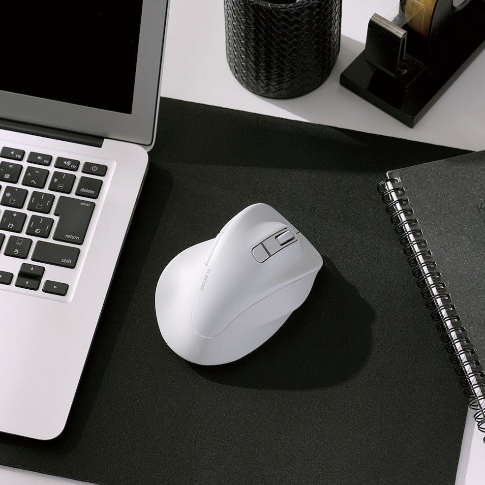 right handed white ergonomic computer mouse