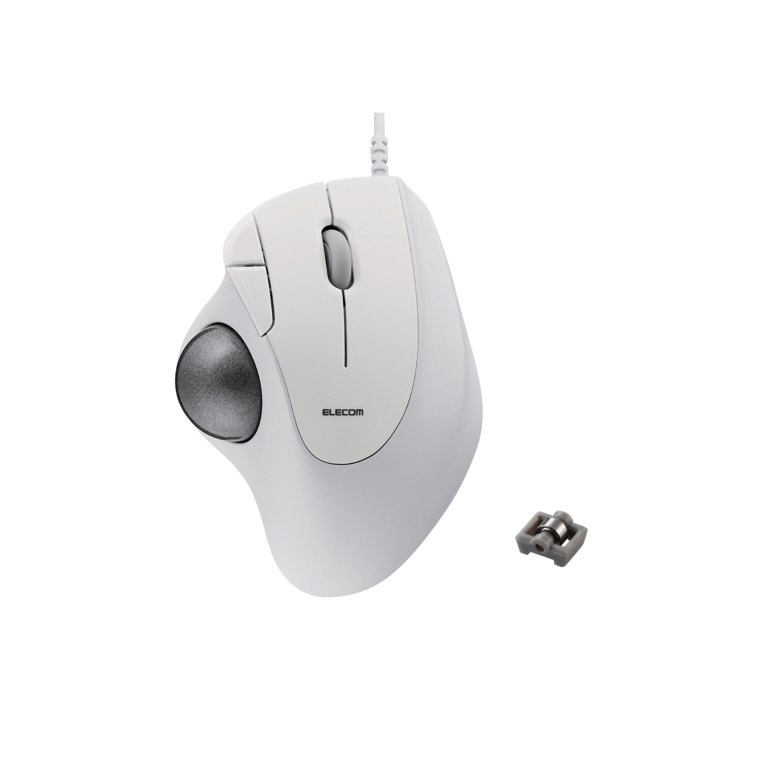 white wired stationary trackball mouse with oversize trackball and roller bearings for fast and smooth navigation | the latest in trackball technology is at ELECOM