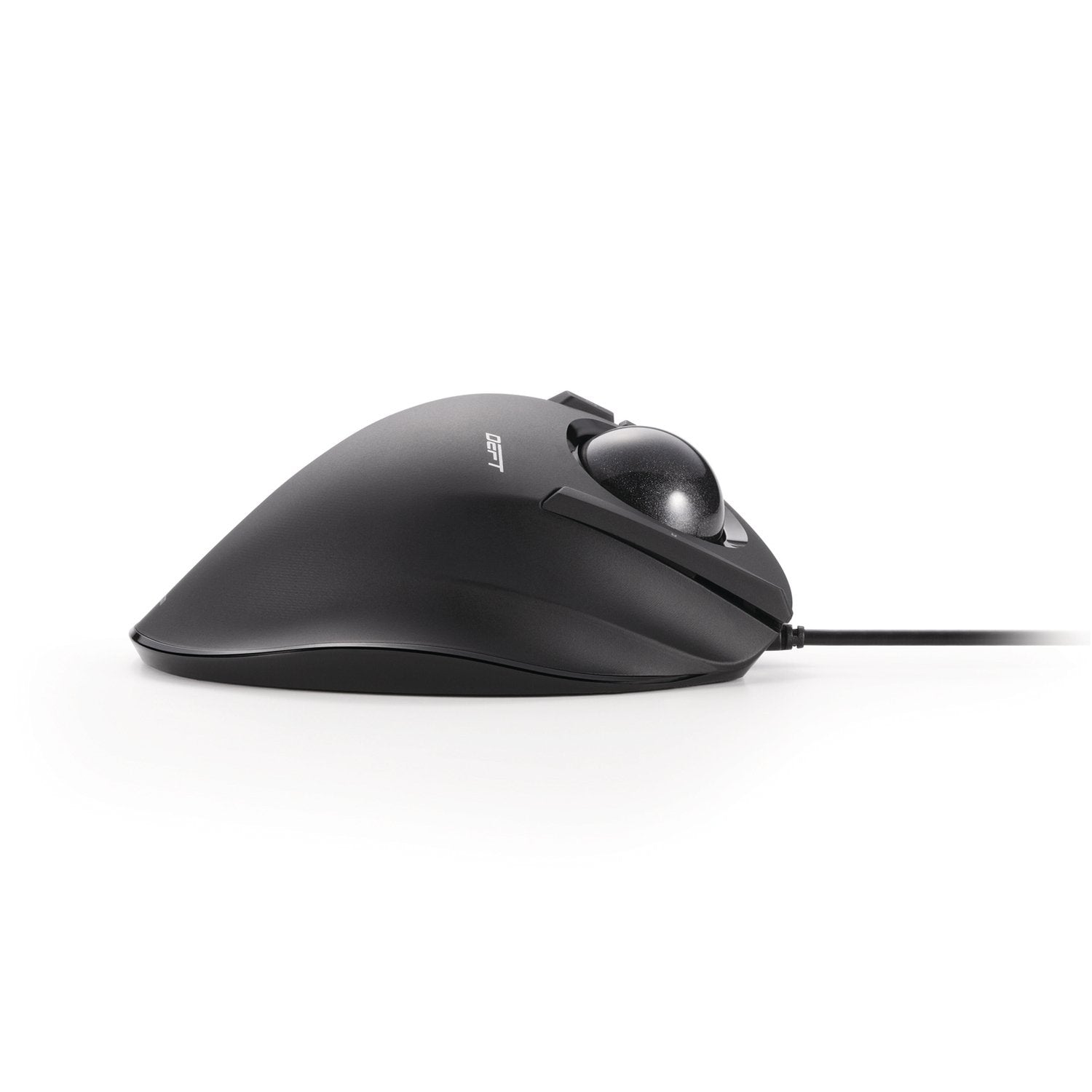 Black Deft Trackball Wired Black Ball Right Side Angle | Elecom Wired Trackball mouse