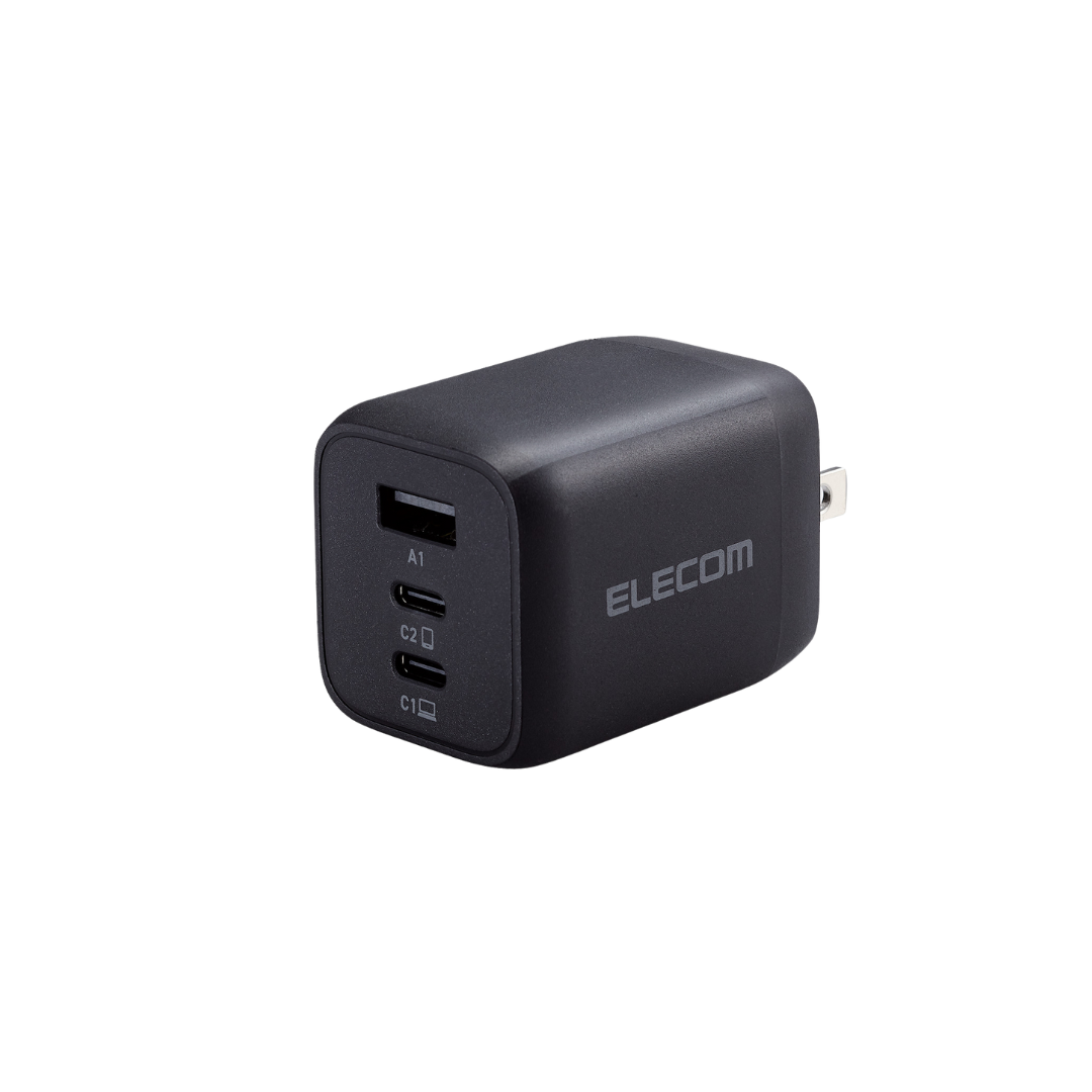 Black Compact Charger GaNII 65W | Elecom ultra-high output device charger