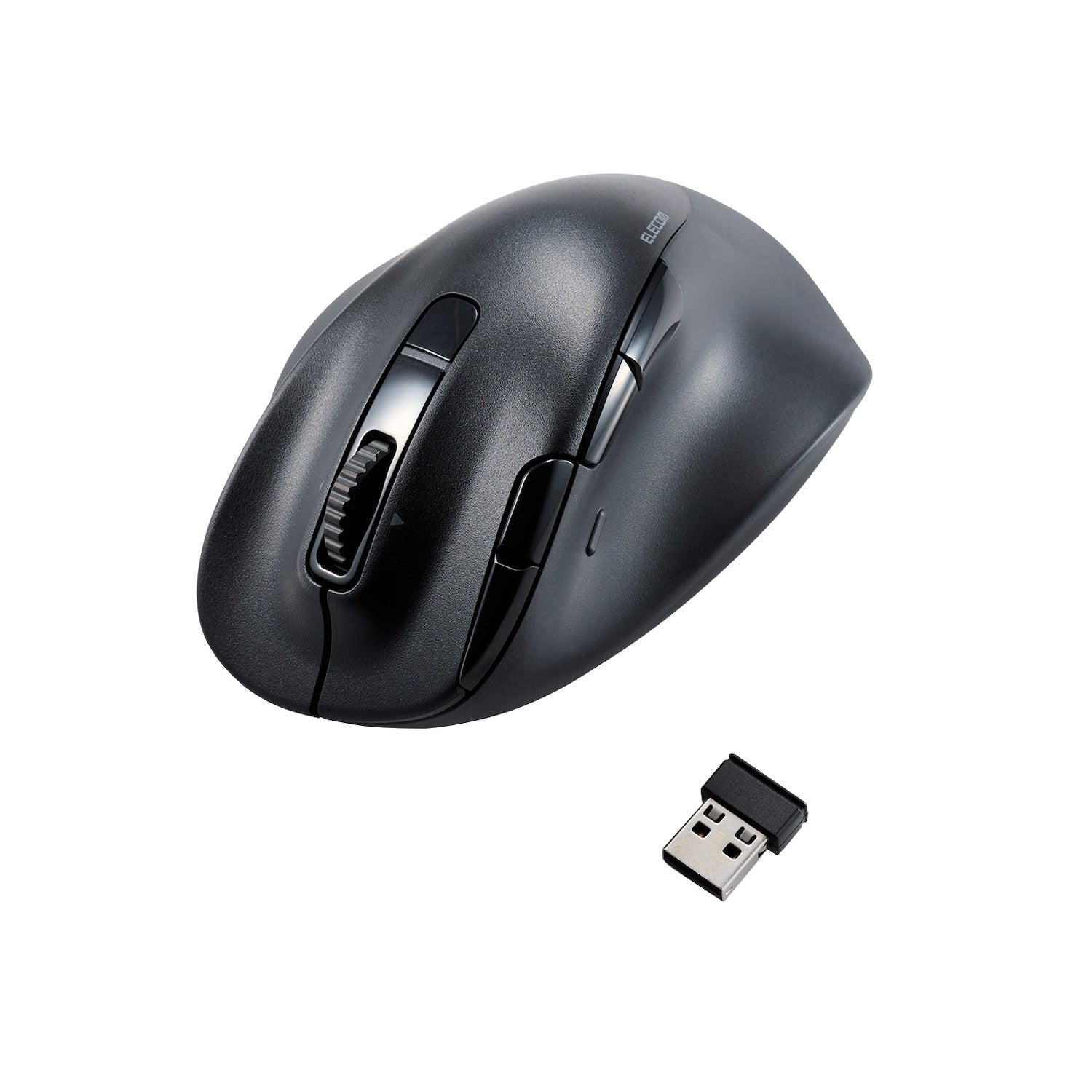 black ergonomic mouse with wireless usb connector