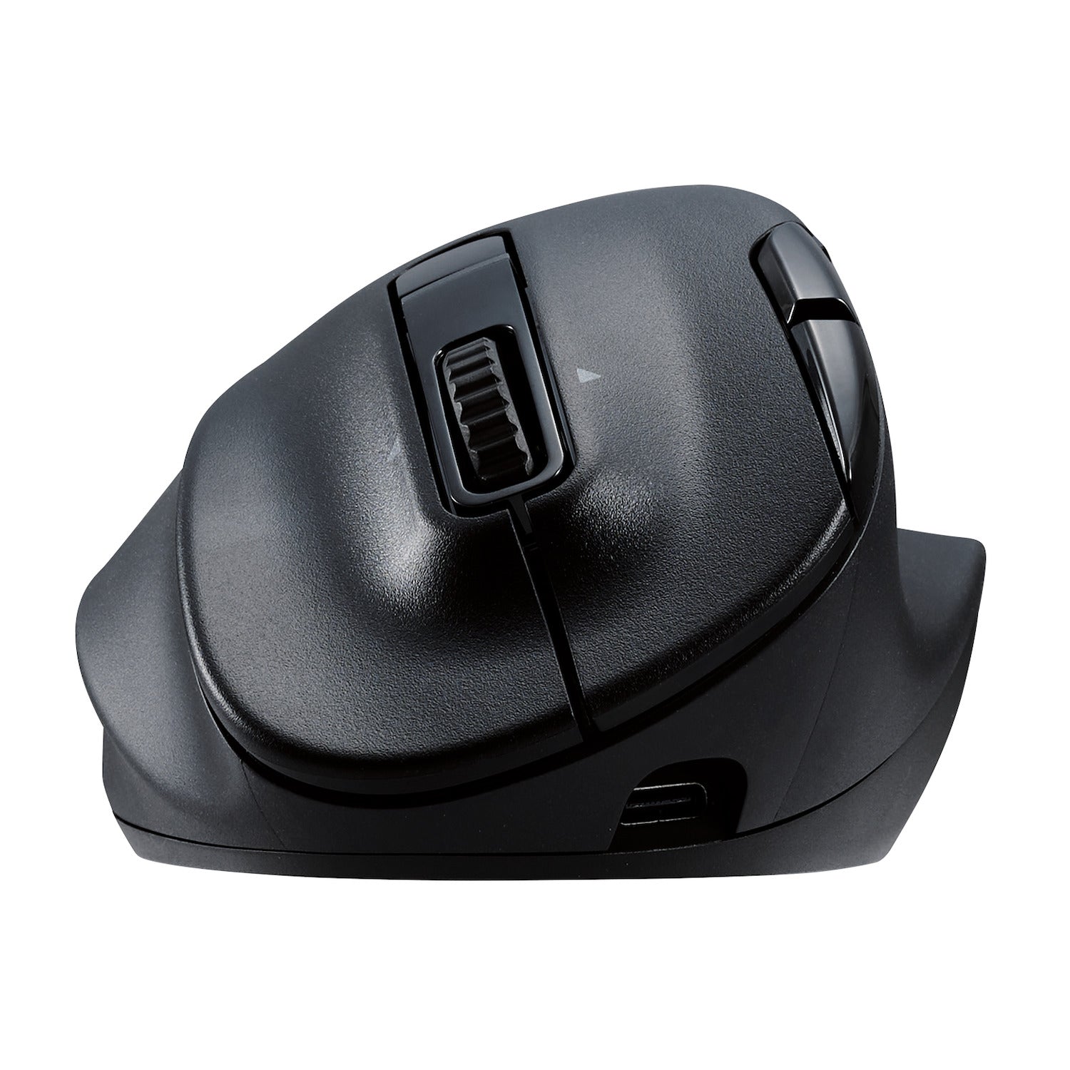 front view | black wireless computer mouse with extra connectivity attachments