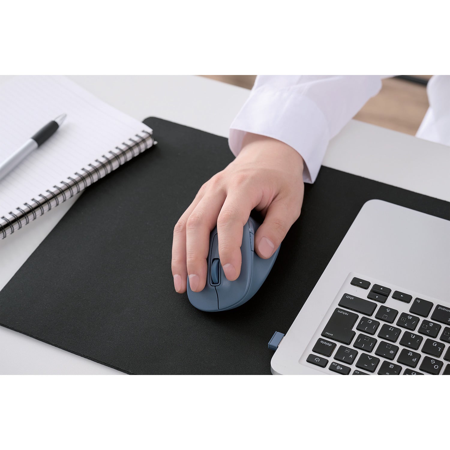 blue rechargeable wireless usb connected mouse for pc and mac os