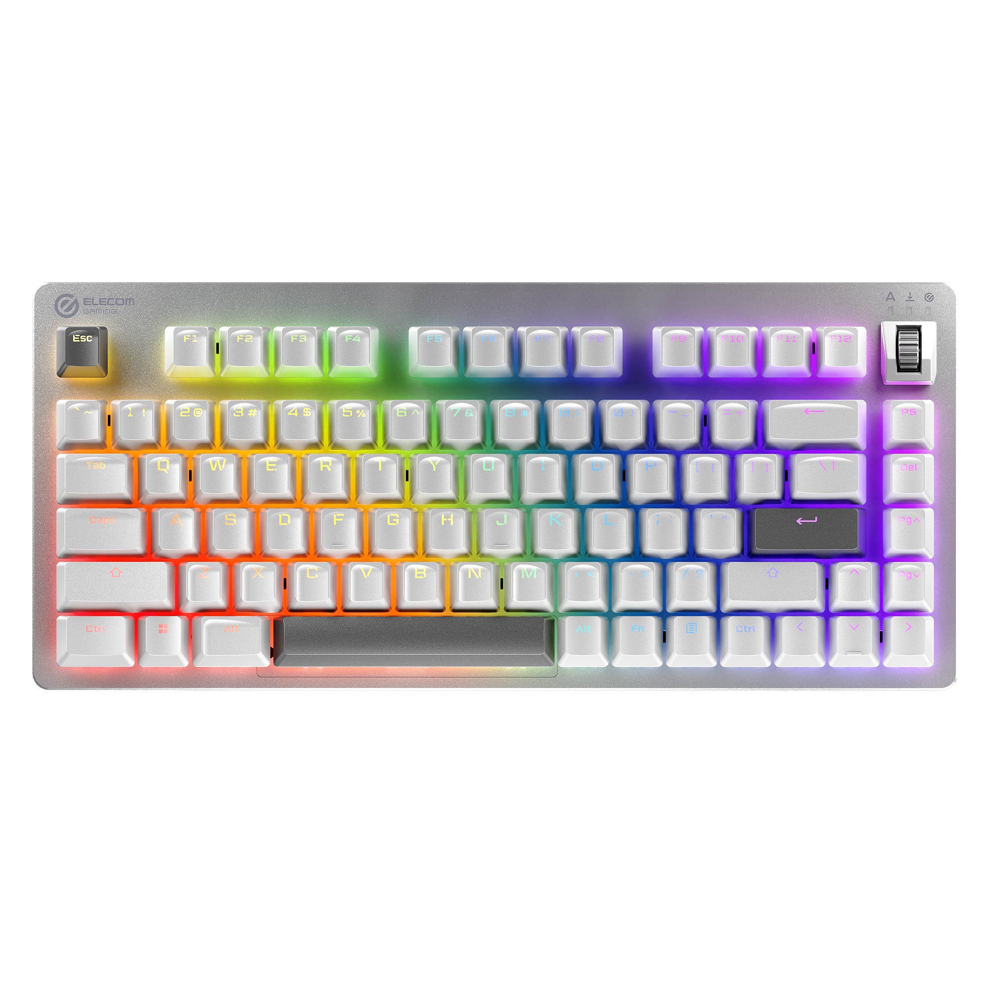 white RGB gaming keyboard with 75% compact design | all white PC gaming setup | programmable keyboard with scroll wheel
