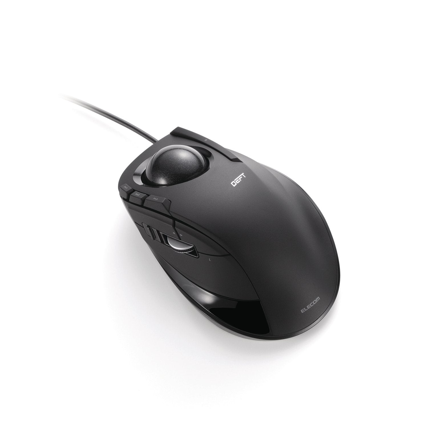 Black Deft Trackball Wired Black Ball Angle | Elecom Wired Trackball mouse