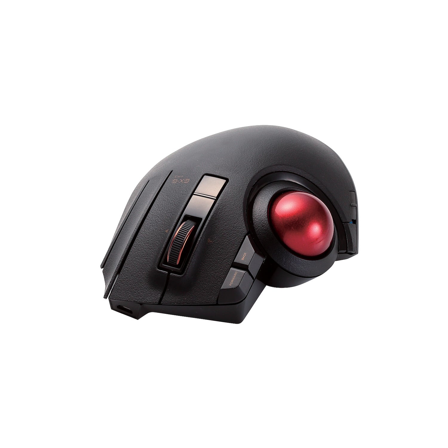 Black EX-G PRO Trackball Red Ball front angle | Elecom Wireless Trackball mouse