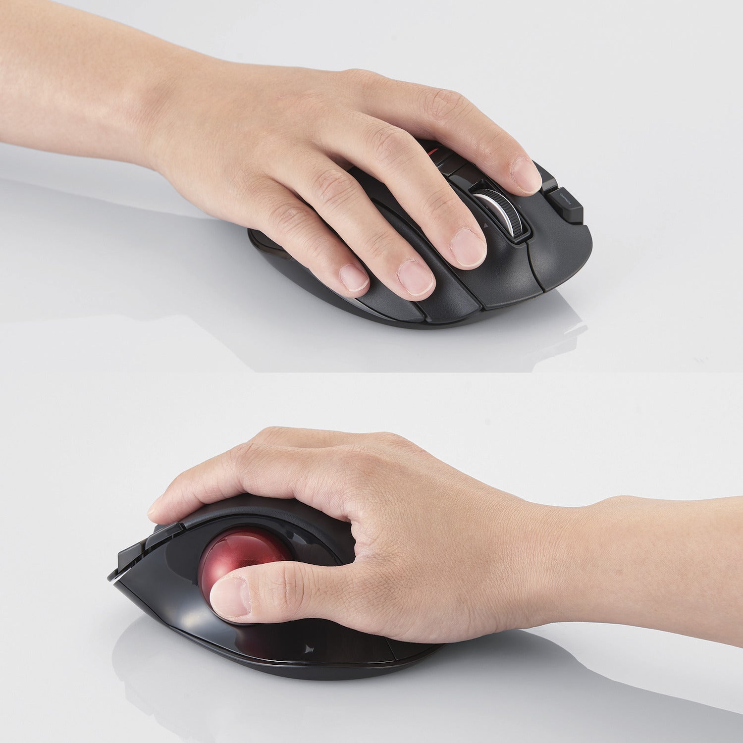 Black EX-G Trackball Wireless USB hand using it left and right angle | Wireless Trackball Mouse