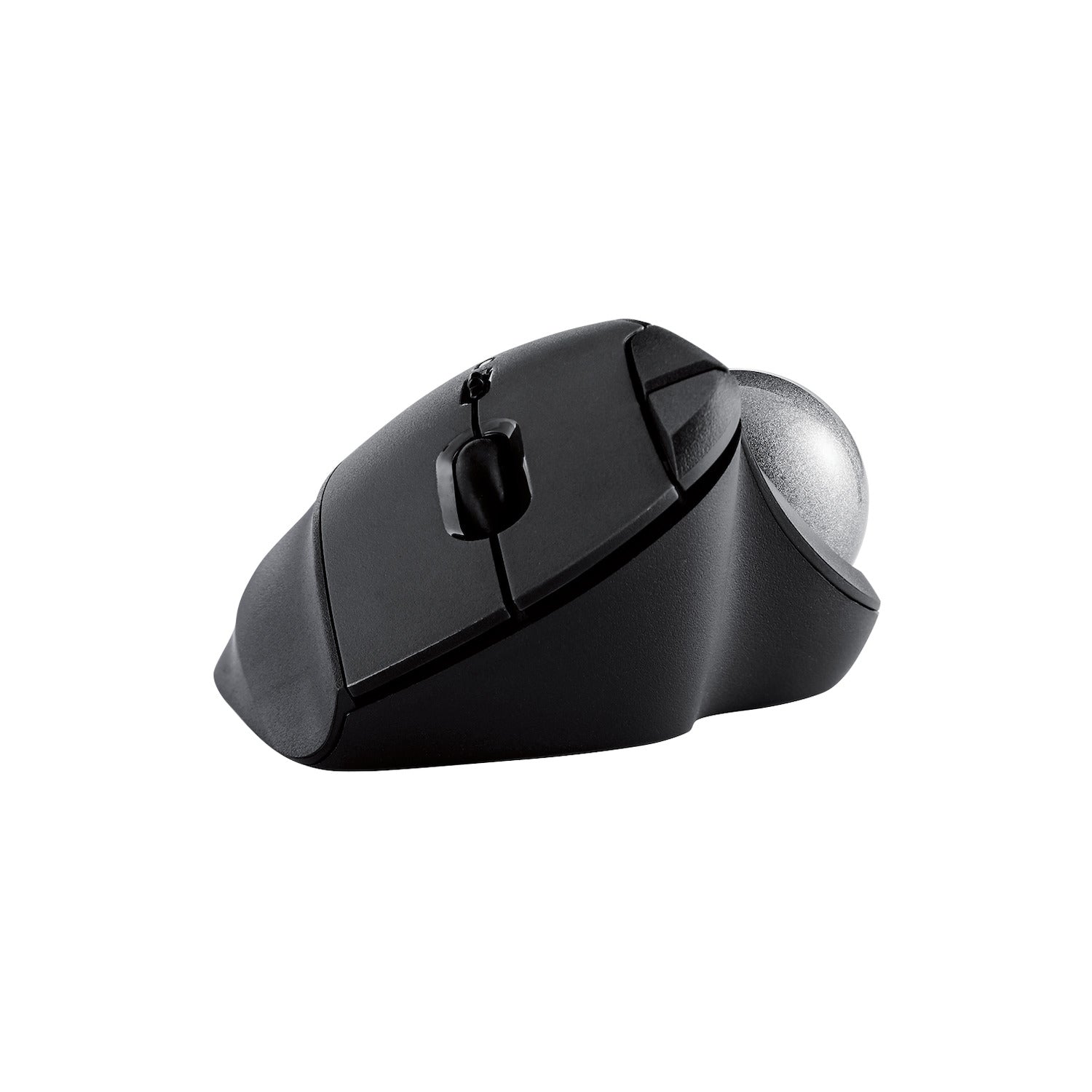 front view of trackball mouse with programmable buttons, thumb controlled trackball on rollmaster bearing systerm | elecom products | white background