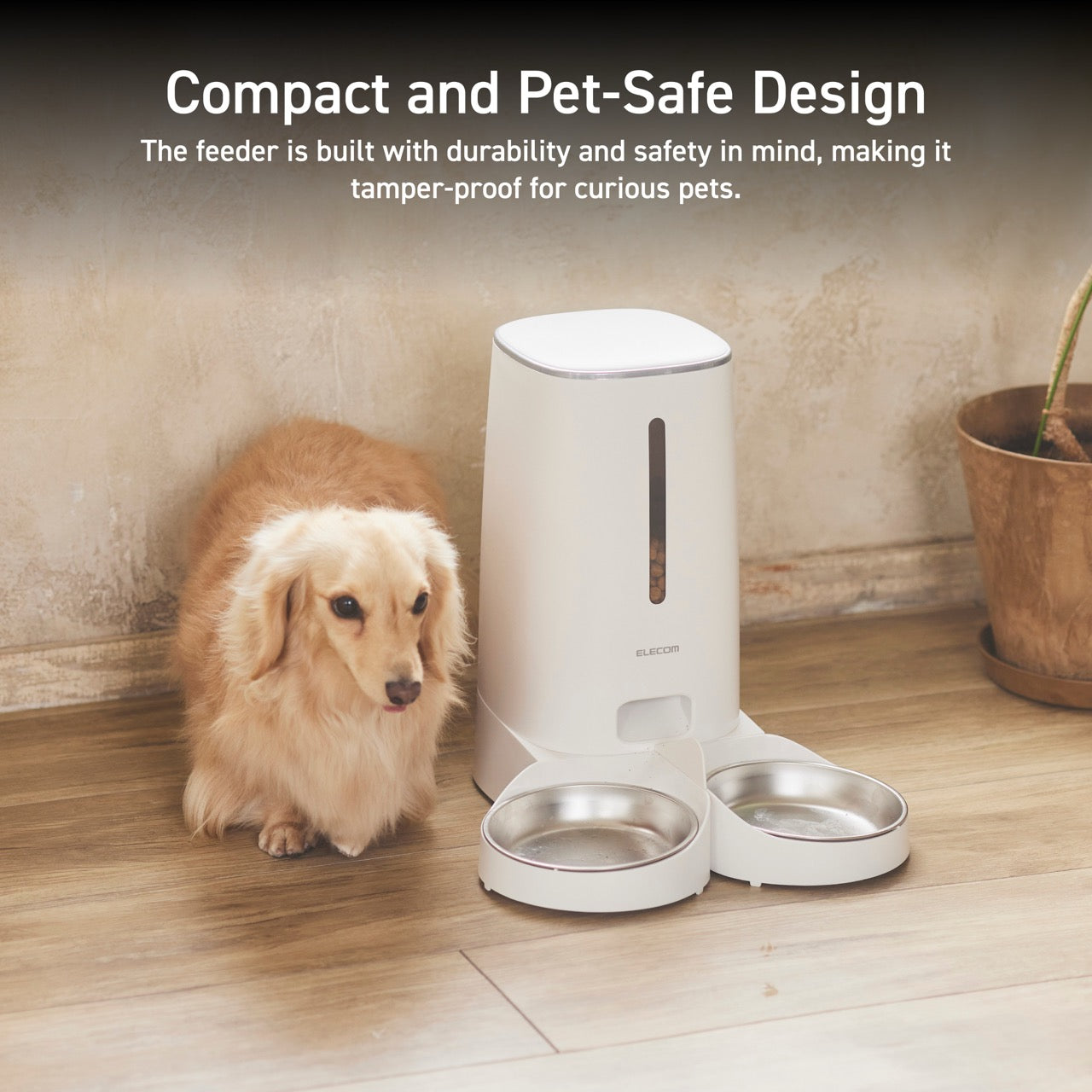 safe automatic two pet kibble feeder | durable and safe pet feeder system