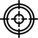A black target icon with concentric circles and a crosshair on a plain white background.